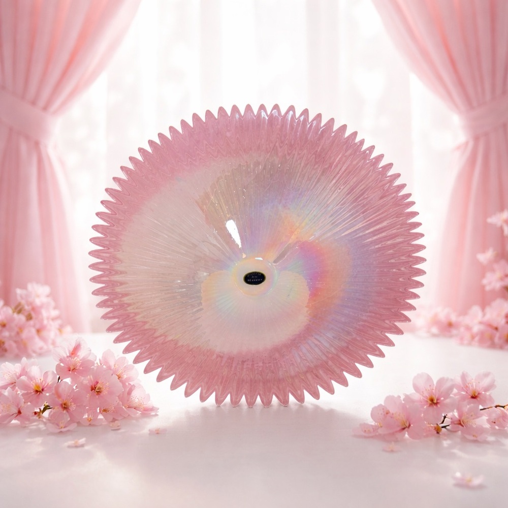 Vintage Lavorazione Arte Murano opalescent pink art glass bow
